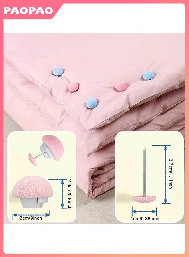 باو باو 18 قطعة من مشابك لحاف على شكل فطر وردي، غير قابلة للانزلاق مع أزرار - Image 3